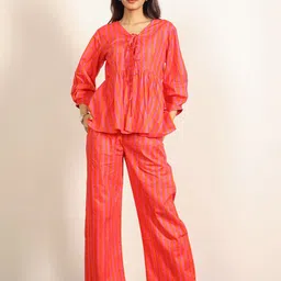 KAORI BY SHREYA AGARWAL Striped Pure Cotton Top & Trousers Co-Ords image 3