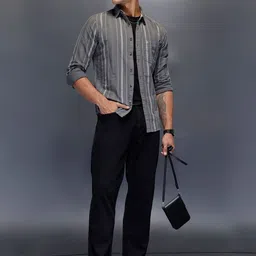 WROGN Men Slim Fit Striped Casual Shirt image 4