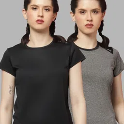 Friskers Women Pack Of 2 Colourblocked Round Neck T-shirts-image-11