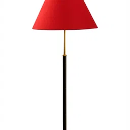 Devansh Red & Black Frustum Wooden Floor Lamp image 2