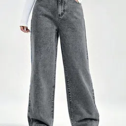 NU CLOTHS Women Comfort Wide Leg High-Rise Stretchable Jeans-picture-11