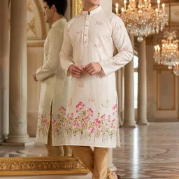 SZN Men Floral Printed Floral Kurta image 5