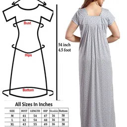 Lady Venom Printed Thread Work Round Neck Maxi Nightdress image 2