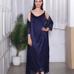 HOUSE OF ELORRA Women Cowl Neck Maxi Nightdress-image-58