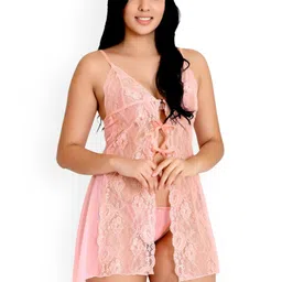 chia fashions Net Self Design Baby Doll with High-Low image 2