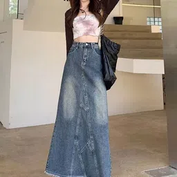 StyleCast Denim A-Line Maxi Skirt-picture-36