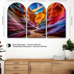 Myntra Elegant Homes Multicoloured Set of 3 Piece MDF Other Wall Photographs image 2