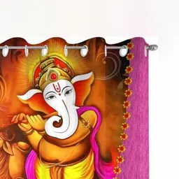 BELLA TRUE Pink & Yellow Ethnic Motifs Printed Window Curtain image 2