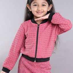 taffykids Girls Geometric Polyester Crop Bomber with Embroidered Jacket-picture-20