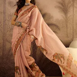 Sangria Kalamkari Printed Patola Saree With Unstitched Blouse Piece image 5