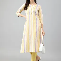 KALINI Women Striped Kurta with Trousers-image-82