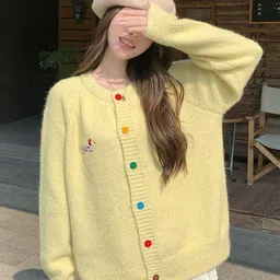 StyleCast x Revolte Women Solid Button Detail Round Neck Cardigan-image-71