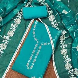 KIMISHA Floral Embroidered Beads and Stones Unstitched Dress Material-picture-39