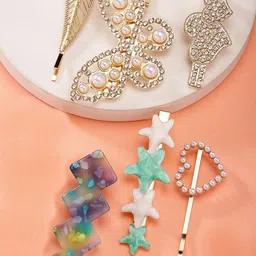 Bohey by KARATCART Women Set of 6 Embellished Alligator Hair Clip-picture-17