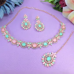 Anouk Rose Gold-Plated Stone- Studded Jewellery Set-picture-13