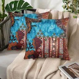Tesmare Multicoloured Set of 2 Quirky Velvet Square Cushion Covers-picture-15