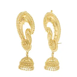 Shining Jewel - By Shivansh Gold-Plated Ghungroo Beaded Dome Shaped Jhumkas image 4