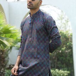 KRAFT INDIA Embroidered Mandarin Collar Thread Work Straight Kurta-picture-8