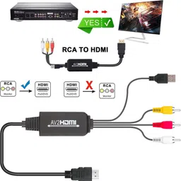 microware TV-out Cable AV to HDMI Adapter,3RCA CVBS AV Composite to HDMI for VHS, VCR, Old DVD Players-picture-15