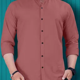 vebnor Men Slim Fit Solid Mandarin Collar Casual Shirt-picture-15