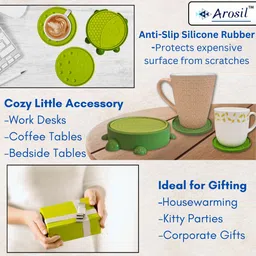 arosil Round Reversible Rubber Coaster Set image 5