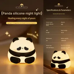 unzag Rechargeable Cute Panda LED Night Light Mini Silicone Timing Lamp for Kids Night Lamp image 2