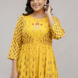 ftDiva Women Ethnic Motifs Printed Mirror Work Anarkali Kurta image 5