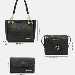 Bagsy Malone Set Of 3 Textured Structured Handbag With Purse image 3