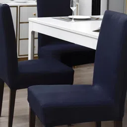 HOKIPO Blue Set Of 4 Stretchable Dining Chair Elastic Slip Covers image 2