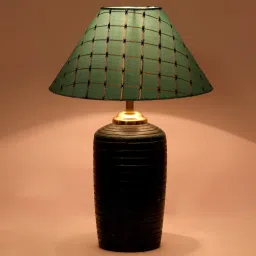 Green Shade Table Lamp With Terracotta Base By Foziq image 3