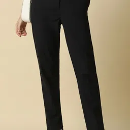 allen solly Women Regular Fit Black Polyester Trousers-picture-11