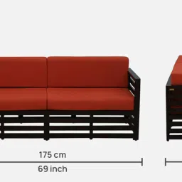 woodsworth from pepperfry Odense Sheesham Wood 3 Seater Sofa In Orange Colour image 2