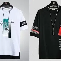 stylesmyth Pack of 2 Men Printed Round Neck Polyester Multicolor T-Shirt-picture-11