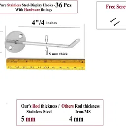 q1 beads 36 Pcs 4" inch Stainless Steel Display Hooks for Mobile Shop & Medical Store Hook 1 image 2