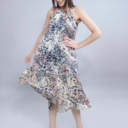 French Theory Abstract Print Midi A-Line Dress image 2