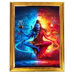 blinkart Blue & Brown Lord Shiva Religious Wall Art image 2