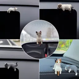 Spiaty 4 Pieces White Sleeping Mini Cat Birds and Animals Figurine Showpiece image 4