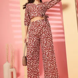 Indibelle Printed V-Neck Top With Trousers Co-Ords image 3