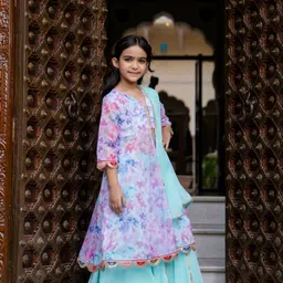 Cutiediva Girls Printed Regular Gotta Patti Kurta with Skirt & With Dupatta image 2
