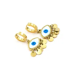 ARTKLIM Stainless Steel Gold Plated Enamelled Evil Eye Oval Shaped Drop Earrings image 2
