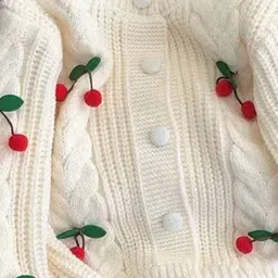 miss mosa by akanksha Alamode By Akanksha Women Beige Alaine Statement Woolen Sweater with Cherry Detail image 2