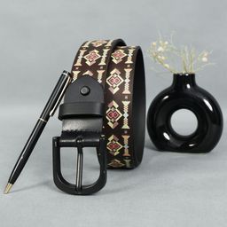 Celtic Unisex Black Printed Leather Belt with Tang Closure Stylish & Versatile-picture-25