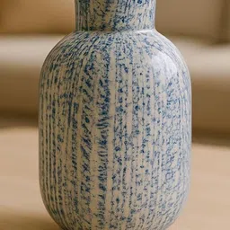 Manifested Decor White & Blue Ceramic Marbled Pattern Vases-image-2