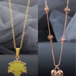 Birado Jewellery Set Of 2 Gold-Plated Heart Shaped Necklace-image-8