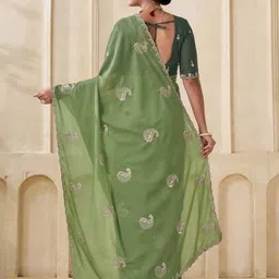 Sitanjali Floral Embroidered Pure Georgette Bagh Saree image 2