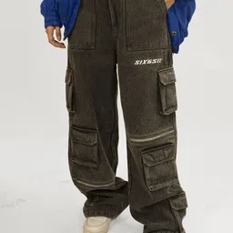 SIX5SIX Women Wide Leg Mid-Rise Cargo Styles Jeans-picture-27