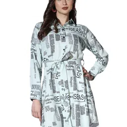 M&H Easy Women Printed Belted Shirt Dress image 4