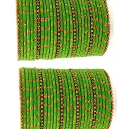 Qufrozy Set Of 40 Beige Glass Artificial Stones & Beads Bangle-picture-19