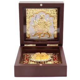INTERNATIONAL GIFT Brown Metal Durga Mata Charan Paduka Box-image-50