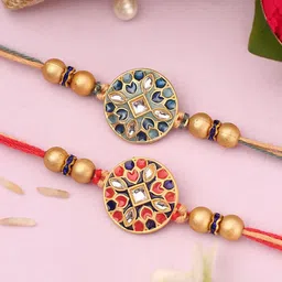 The Purple Tree Set Of 2 Kundan Studded Floral Thread Rakhis-picture-53